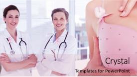  Presentation with breast cancer medical - Audience pleasing slide deck consisting of hospital social work - mid section of woman wearing backdrop and a coral colored foreground