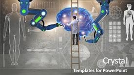  Presentation with medical brain - Presentation theme featuring hospital software - doctor in futuristic medical concept background and a gray colored foreground