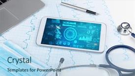  Presentation with medical technology - Theme with hospital software - report and cell composition concept background and a  colored foreground