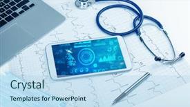  Presentation with medical technology - Colorful PPT theme enhanced with hospital software - report and cell composition concept backdrop and a  colored foreground