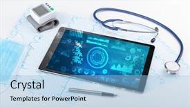  Presentation with medical technology - PPT layouts featuring hospital software - report and cell composition concept background and a  colored foreground