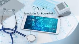  Presentation with medical technology - Theme with hospital software - report and cell composition concept background and a  colored foreground