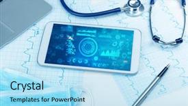  Presentation with medical technology - PPT theme enhanced with hospital software - report and cell composition concept background and a  colored foreground