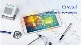  Presentation with medical technology - PPT theme with hospital software - report and cell composition concept background and a  colored foreground