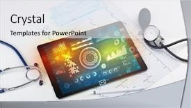  Presentation with medical technology - Beautiful slide deck featuring hospital software - report and cell composition concept backdrop and a white colored foreground