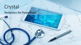  Presentation with medical technology - PPT layouts having hospital software - report and cell composition concept background and a light blue colored foreground