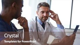  Presentation with staff meeting - Presentation theme with hospital staff meeting and review background and a tawny brown colored foreground