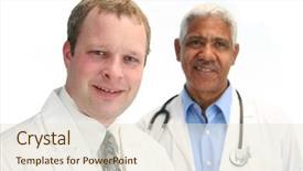  Presentation with staff - Presentation featuring hospital staff set on white background background and a lemonade colored foreground