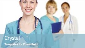  Presentation with healthcare workers - Presentation having hospital team three friendly healthcare background and a light blue colored foreground
