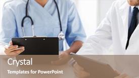  Presentation with medical technology - Amazing slides having hospital technology people and medicine concept - close up of doctors with tablet pc computer and clipboard at medical office backdrop and a coral colored foreground