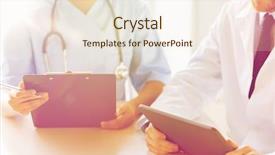  Presentation with medical technology - PPT theme enhanced with hospital technology people and medicine background and a lemonade colored foreground