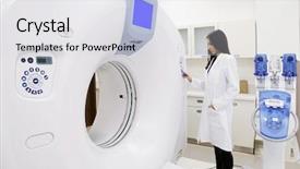  Presentation with hospital - Slide set featuring hospital tomograph modern background and a sky blue colored foreground