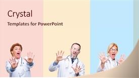  Presentation with panic - PPT layouts enhanced with hospital violence - collage of professional doctors background and a lemonade colored foreground