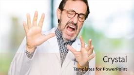  Presentation with renal cancer kidney medical concept - PPT layouts featuring hospital violence - middle age doctor men wearing background and a soft green colored foreground