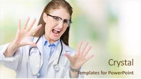  Presentation with violence woman - Beautiful presentation design featuring hospital violence - middle age mature doctor woman backdrop and a  colored foreground