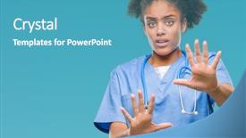  Presentation with violence woman - Presentation design having hospital violence - young afro american doctor woman background and a teal colored foreground
