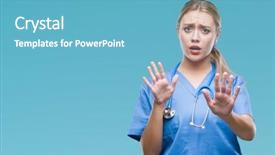  Presentation with violence woman - Amazing slide set having hospital violence - young blonde surgeon doctor woman backdrop and a  colored foreground