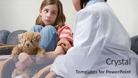  Presentation with brain and nervous system - Theme with hospital waiting room - doctor comforting nervous girl background and a light blue colored foreground