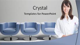  Presentation with chairs - PPT theme having hospital waiting room - female healthcare worker background and a light gray colored foreground