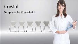  Presentation with chairs - Audience pleasing presentation consisting of hospital waiting room - nurse with a row backdrop and a light gray colored foreground
