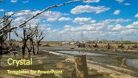  Presentation with ghost - Slides with hospital warehouse - abandoned ghost city ruins background and a tawny brown colored foreground