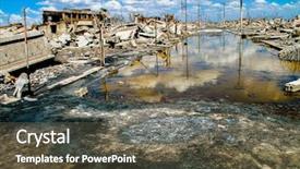  Presentation with ghost - Colorful PPT layouts enhanced with hospital warehouse - abandoned ghost city ruins backdrop and a tawny brown colored foreground