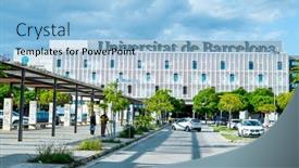  Presentation with spain - Colorful PPT theme enhanced with hospitalet-de-llobregat-spain-october backdrop and a light blue colored foreground