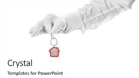  Presentation with butler - Audience pleasing theme consisting of hospitality finance - house key in hand butler backdrop and a white colored foreground