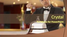  Presentation with bell service - Presentation enhanced with hospitality industry - hotel concierge service bell background and a tawny brown colored foreground