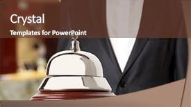  Presentation with bell service - Amazing PPT theme having industrial visit - hotel concierge service bell backdrop and a tawny brown colored foreground