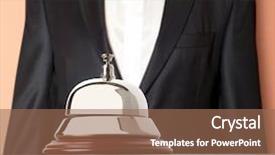  Presentation with bell service - Beautiful presentation theme featuring hospitality industry - hotel concierge service bell backdrop and a coral colored foreground
