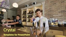  Presentation with bartender - Colorful slides enhanced with portrait of confident bartender backdrop and a tawny brown colored foreground