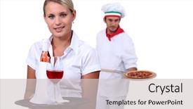  Presentation with restaurant - PPT theme consisting of young people working background and a light gray colored foreground