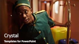  Presentation with hotel - PPT theme with hospitality management - curious porter standing background and a black colored foreground