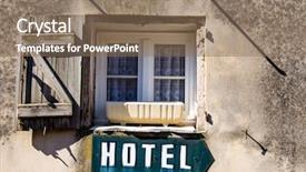  Presentation with saying - Beautiful slides featuring hospitality management - sign saying hotel mclick backdrop and a  colored foreground