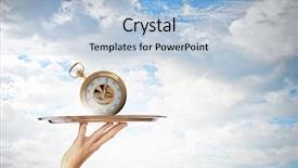  Presentation with waiter - PPT layouts having hospitality management - waiter holding silver platter background and a light blue colored foreground