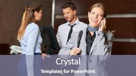  Presentation with business hotel - PPT layouts having hospitality tourism - business woman making phone call background and a gray colored foreground