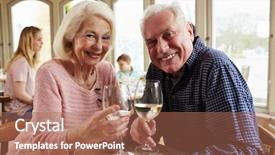  Presentation with active seniors senior couple - Amazing theme having hospitality tourism industry - senior couple enjoying glass backdrop and a coral colored foreground