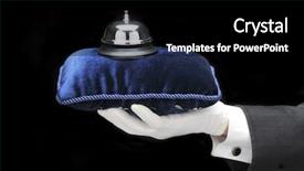  Presentation with bell service - Presentation theme enhanced with hospitality valet - butlers outstretched hand and arm background and a black colored foreground