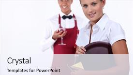  Presentation with hospitality - Slides featuring hospitality workers background and a sky blue colored foreground