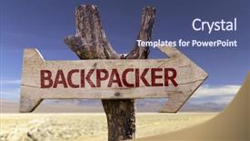  Presentation with desert - PPT theme consisting of host family - backpacker wooden sign isolated background and a  colored foreground