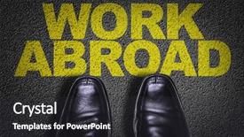  Presentation with work family - Presentation design enhanced with host family - top view of business shoes background and a dark gray colored foreground