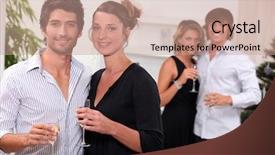  Presentation with collage of families celebrating christmas - Slide set having host family - two couples celebrating christmas background and a  colored foreground