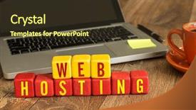  Presentation with cube - Colorful presentation enhanced with hoste - web hosting written backdrop and a tawny brown colored foreground