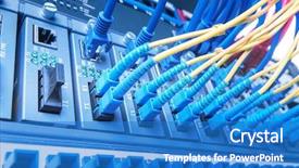  Presentation with fiber optic - Audience pleasing PPT theme consisting of hosted services - fiber optic connecting on core backdrop and a teal colored foreground