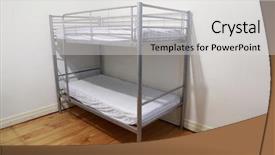  Presentation with corner - Presentation theme consisting of hostel - simple bunk bed background and a light gray colored foreground