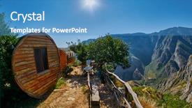  Presentation with eco - Amazing theme having hostel - wooden eco cottage of vorotan backdrop and a teal colored foreground