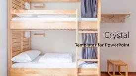  Presentation with beds - Colorful slide set enhanced with hostel-dormitory-beds-arranged backdrop and a soft green colored foreground