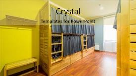  Presentation with hostel - Presentation theme having hostel dormitory beds arranged background and a yellow colored foreground