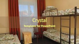  Presentation with hostel - PPT theme with hostel room with city view background and a tawny brown colored foreground